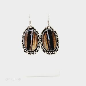 Botswana Agate Handmade Drop Dangle Earrings Jewelry 1.92"